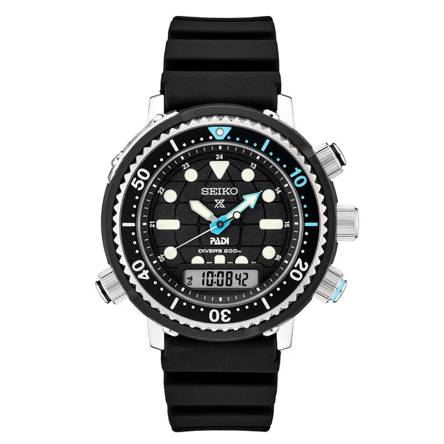 Seiko Prospex PADI Solar Analog-Digital Dive Watch with Depth Meter, Water Temp and Dive L