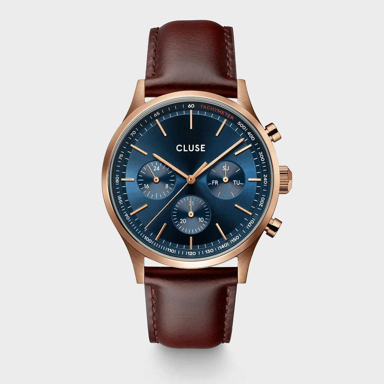 CLUSE Anthéor Multifunction Watch Leather Blue, Rose Gold Colour CW21009 42 mm kol saati