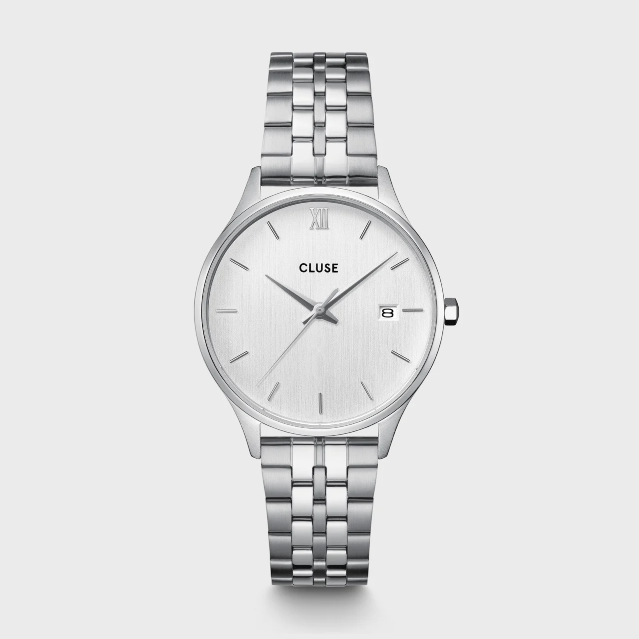 CLUSE Minuit Date Watch Steel, Full Silver Colour CW14303 34 mm kol saati