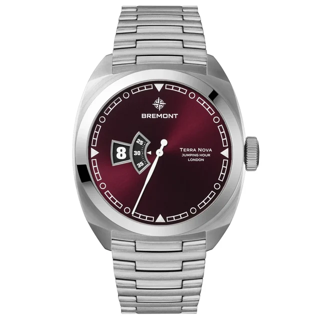 Bremont Terra Nova Jumping Hour Burgundy on Bracelet TN40-JH-SS-BG-B kol saati
