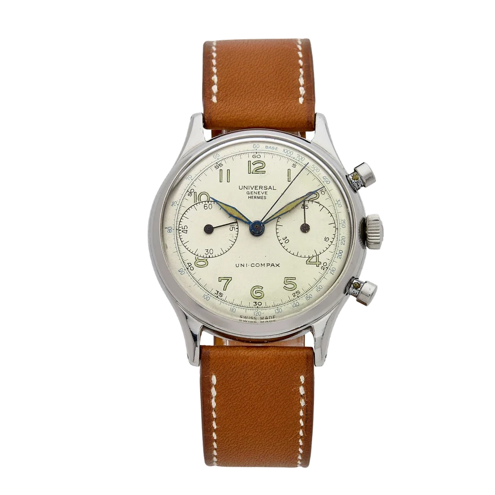 Universal Genève retailed by Hermès Ref. 224106, Uni-Compax, Stainless-steel kol saati