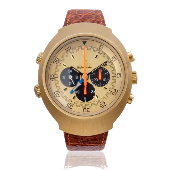 OMEGA OMEGA REF. BA 145.013, FLIGHTMASTER CHRONOGRAPH, 18K YELLOW GOLD kol saati
