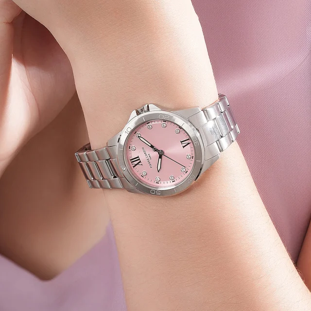 Observatoire Éclat ’ Watch - Silver Case with Pale Pink Dial and Crystal Indexes CF.1009.M