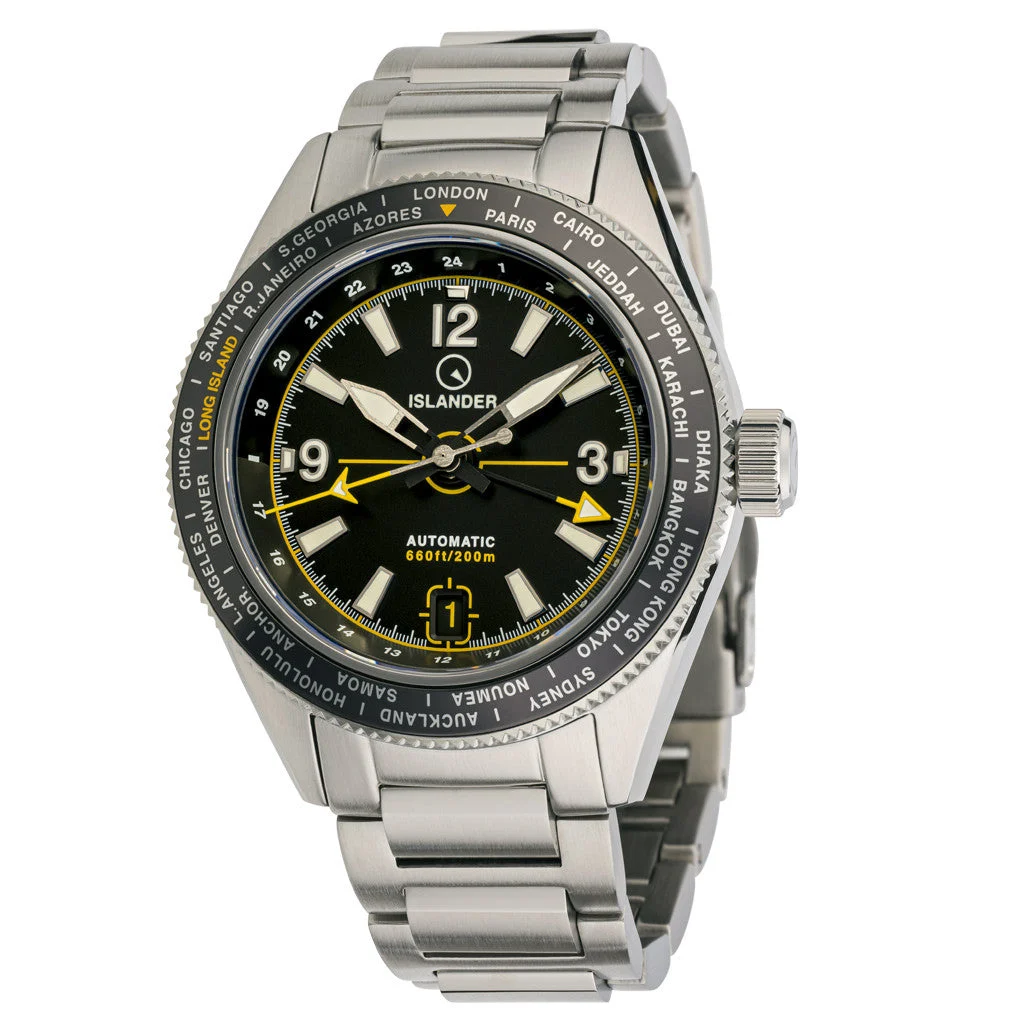 Islander Calabro GMT World Time Automatic Watch with Black Dial #ISL-192 40 mm kol saati
