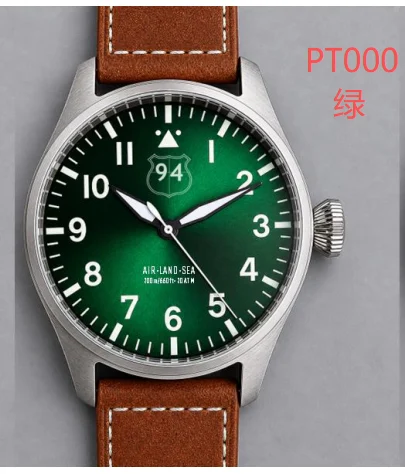 Tandorio Watches pilot PT5000 Movt---Green -custom dial,engraving 43mm-pilot-pt5000-movt-g