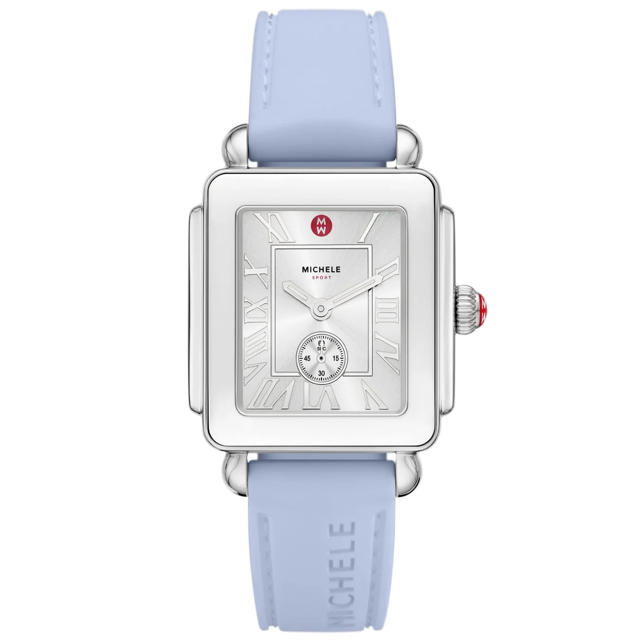 Michele Deco Sport Mid Stainless Steel Pastel Blue Silicone Watch, MWW06H000006 31 mm kol saati