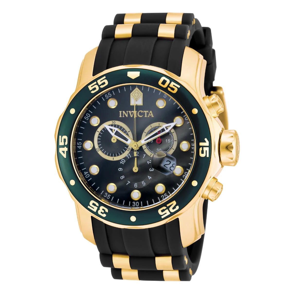 Invicta Pro Diver SCUBA Watch - 48mm. Gold. Black (17886) 48 mm kol saati