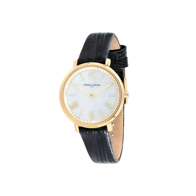 BROCHANT Mother of Pearl Look Gold Watch with Leather Strap CBC.5003 kol saati