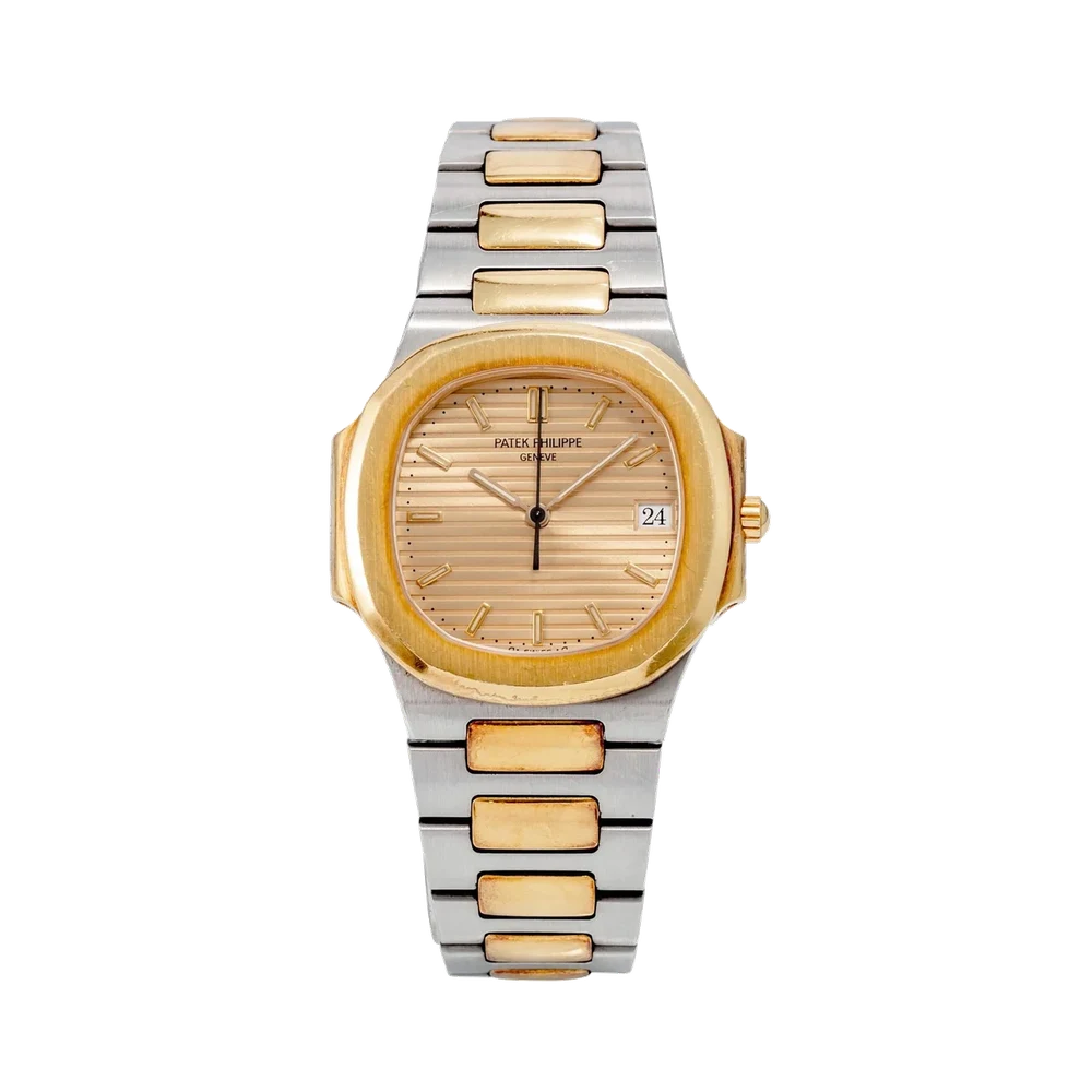 Patek Philippe PATEK PHILIPPE REF. 3900/1, LADY'S, QUARTZ, CENTRE-SECONDS, DATE, GOLD "SIGMA" DIAL; "NAUTILUS"; STAINLESS STEEL AND 18K YELLOW GOLD kol saati