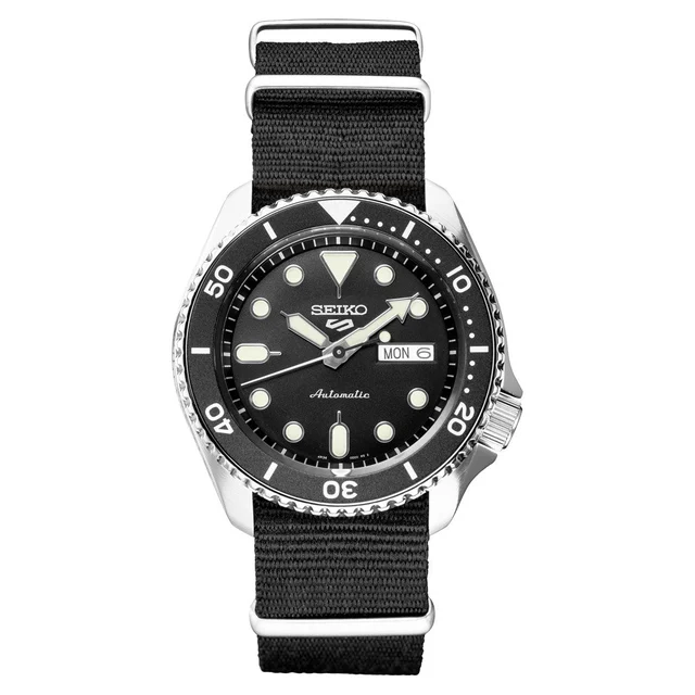 Seiko Sports 24-Jewel Automatic Watch with Black Dial #SRPD89 kol saati
