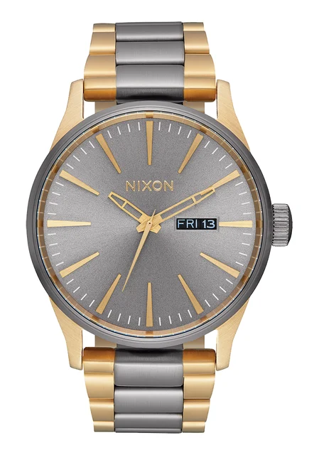 Nixon US Sentry Stainless Steel - Gunmetal / Gold A356-595-00 kol saati