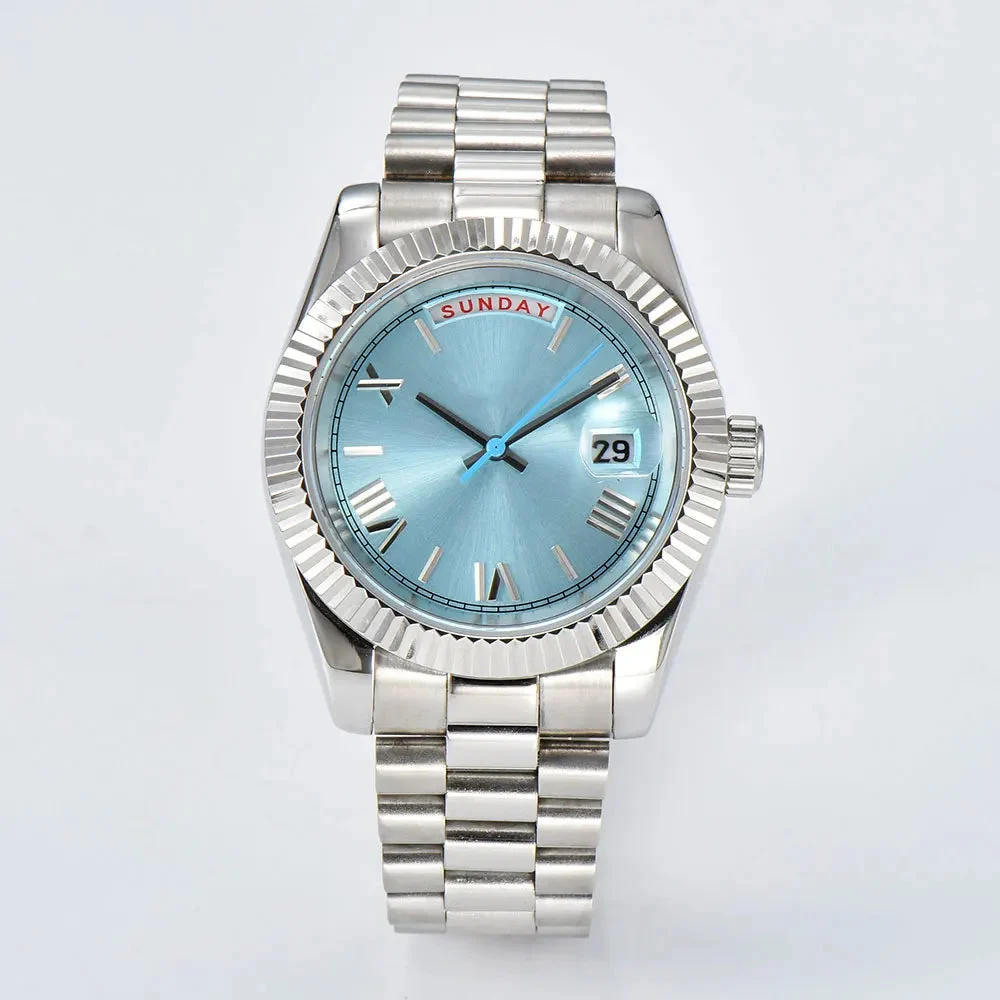 Tandorio Watches Day-Date Miyota 8285 automatic watches TDD001 Sapphire 10Bar 39MM custom watch 14:200000080#NO LOGO 1;5:56964930#8285 Movement 39 mm kol saati