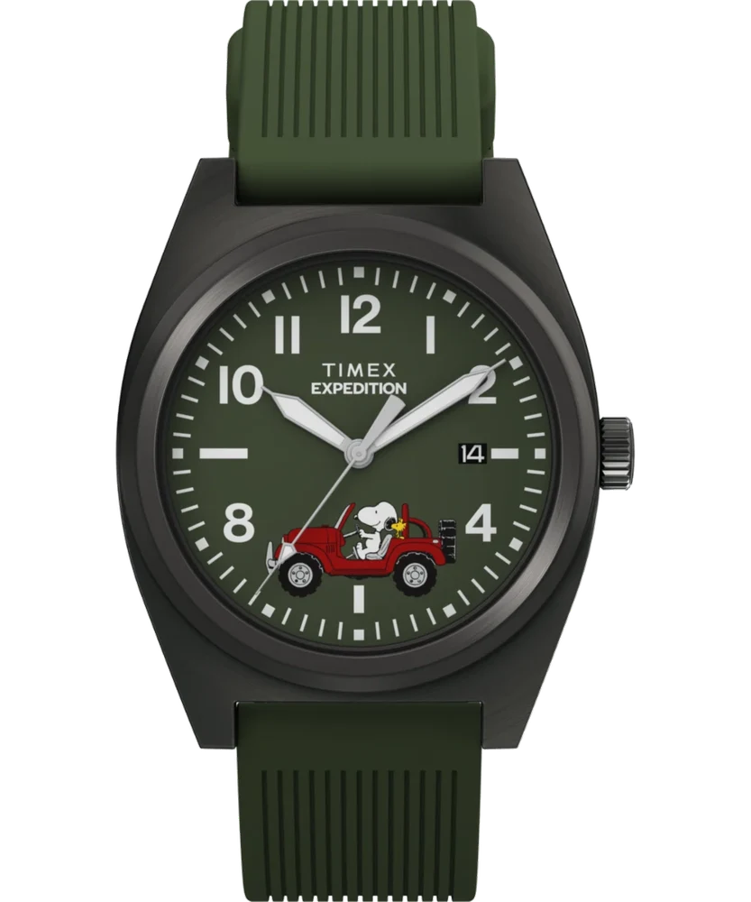 Timex Peanuts® x Expedition Snoopy Road Trip 39mm Silicone Strap Watch TW2Y52500 39 mm kol saati