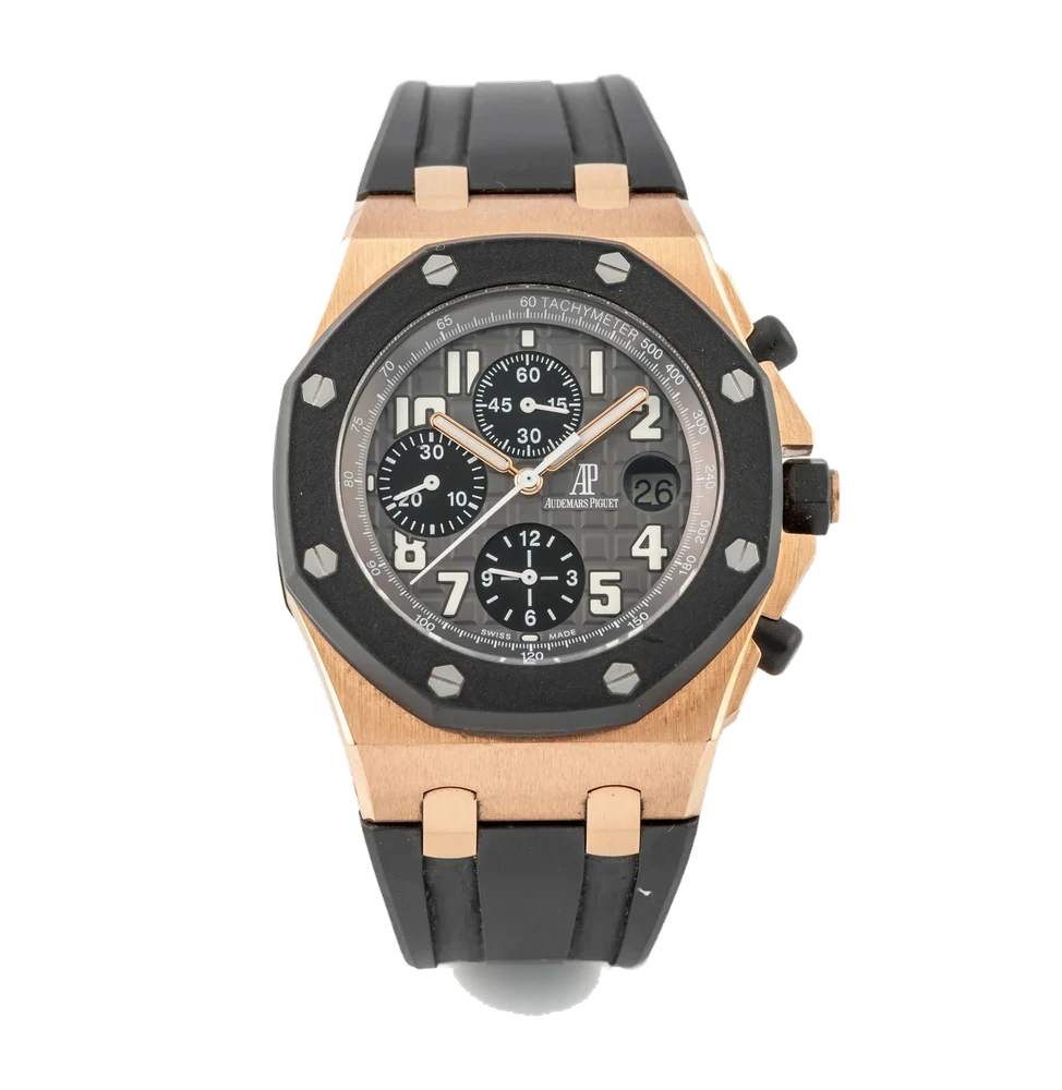 Audemars Piguet Ref. 3596, self-winding, chronograph, date; “Royal Oak Off Shore”; 18K pink gold kol saati
