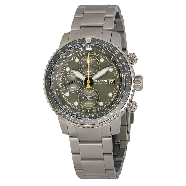Islander Calverton Flight Chronograph Alarm Watch with Grey Dial #ISL-325 kol saati
