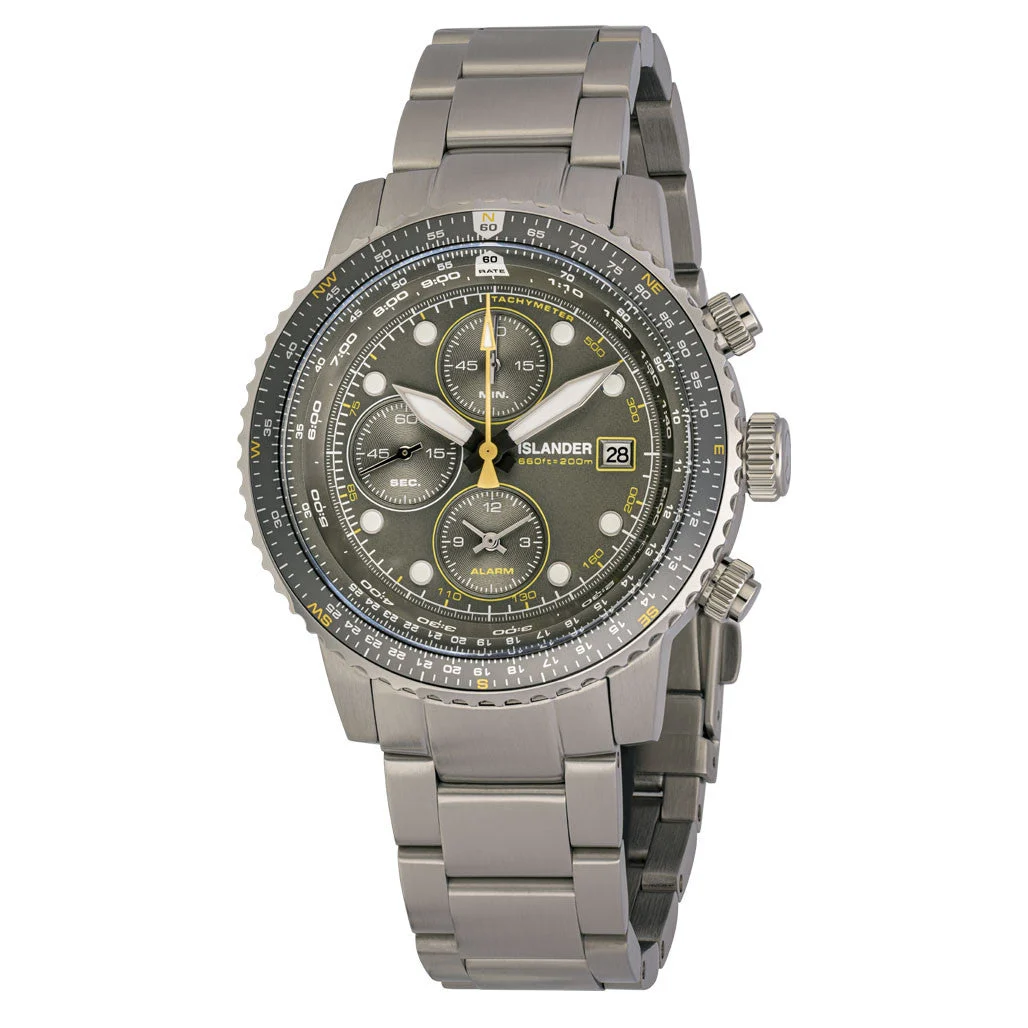 Islander Calverton Flight Chronograph Alarm Watch with Grey Dial #ISL-325 kol saati