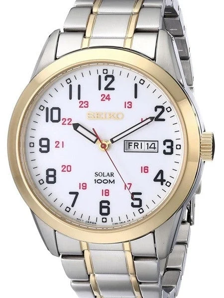 Seiko Railroad-Style Solar Watch with 43mm Case, 12 and 24 Hour Scale #SNE370 kol saati
