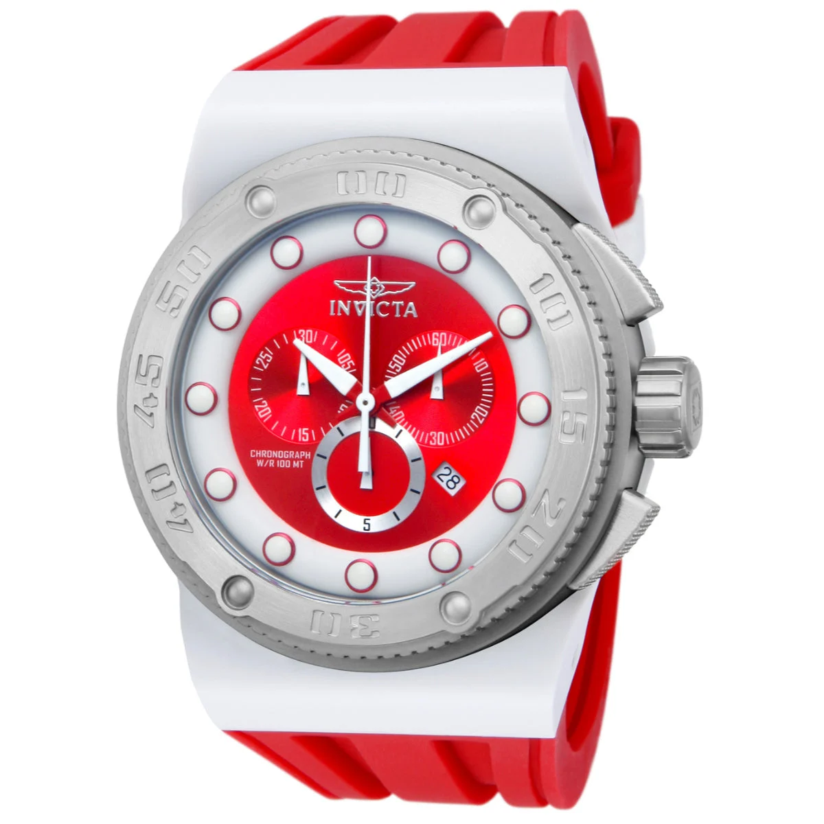 Invicta Akula Swiss Ronda 5040.D Caliber Watch - 54mm, Red, White (12317S) kol saati