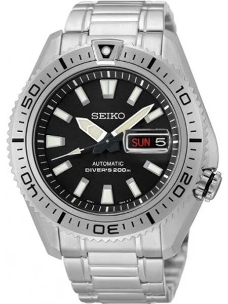 Seiko Stargate II Automatic Dive Watch with Black Dial and Stainless Steel Bracelet #SRP49
