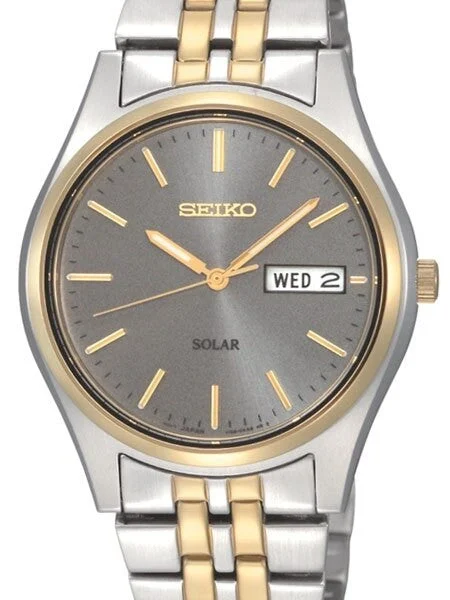 Seiko Core Series Solar Watch with 37mm Stainless Steel Case and Bracelet #SNE042 kol saat
