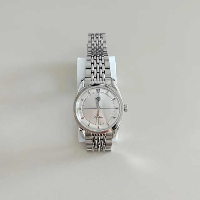 Watchdives Arctic Classic 36mm VH31 Watch 国内二手/娜姐给货/WD1954-太阳纹银色-阶梯刻度圈-蓝宝玻璃-飞扣-JS13 kol sa