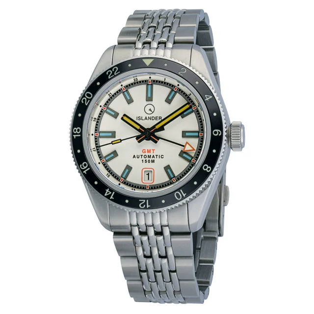 Islander Port Jefferson GMT Skin Diver Automatic Watch with White Dial #ISL-245 kol saati