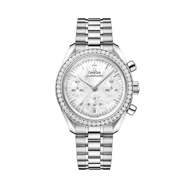OMEGA Speedmaster Chronograph 38mm - White, Mother-of-Pearl, Diamond-Set Bezel on Bracelet