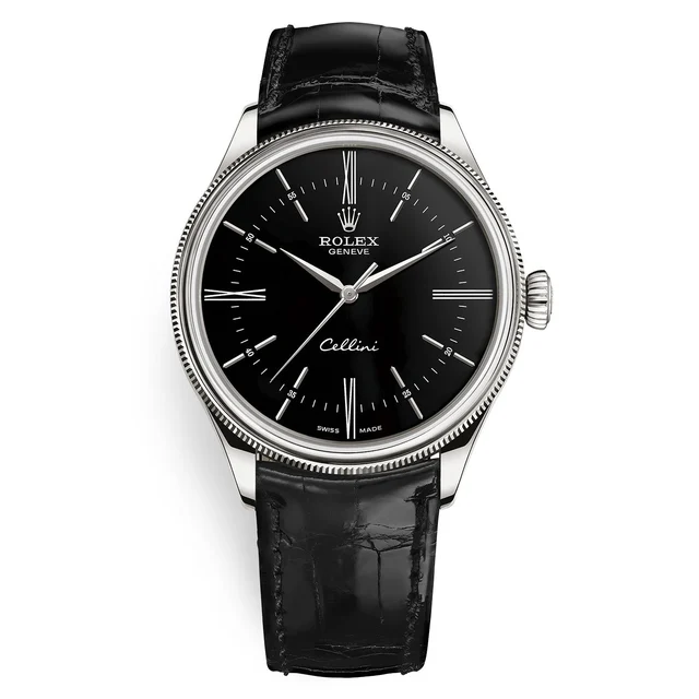 Rolex Cellini 50509 Black Dial Leather Strap Time 39mm Rolex Cellini 50509 Black Dial Leat