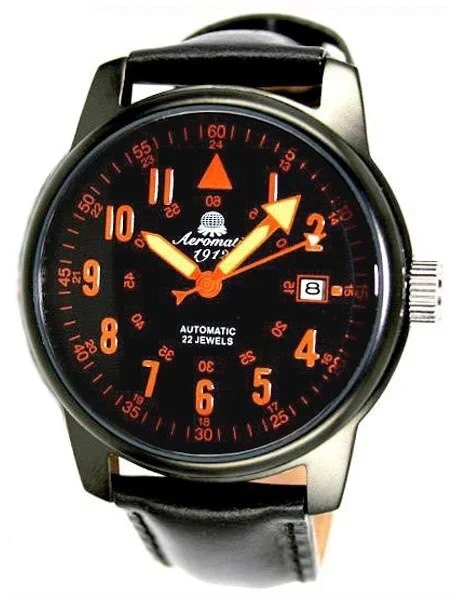 Aeromatic Aviator's Automatic Watch with Black PVD Steel Case #A1329 kol saati