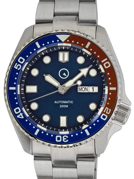 Islander Automatic Dive Watch with Solid-Link Bracelet, AR Sapphire Crystal, and Luminous Ceramic Bezel Insert #ISL-03 46 mm kol saati