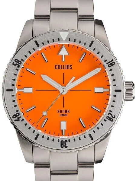 Collins SONAR Swiss Automatic, 300-M Dive Watch with 39.5mm Case and a Sapphire Crystal #CWC04 39.5 mm kol saati