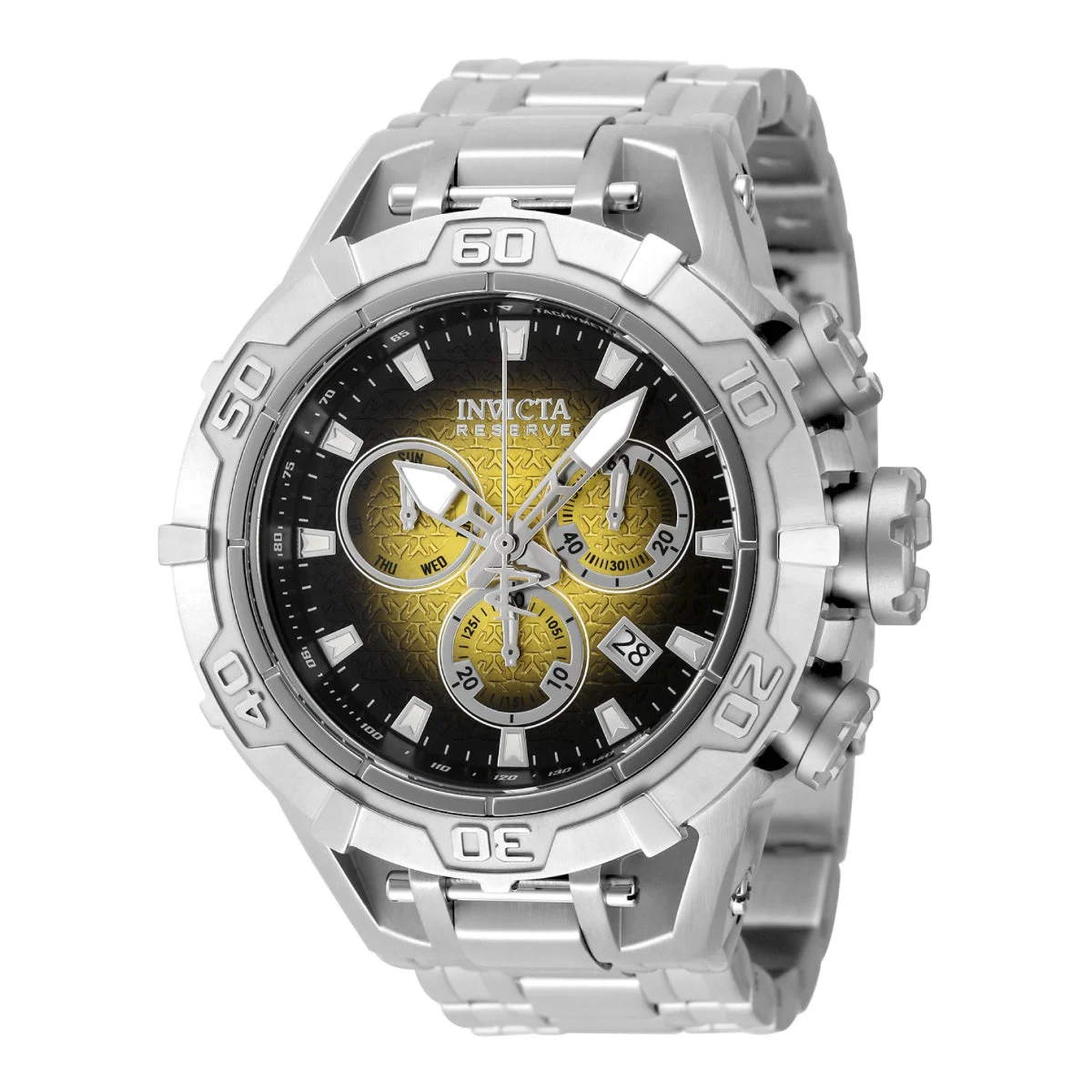 Invicta Reserve Quartz Chronograph Black, Yellow Dial Watch (ZG-47848) kol saati