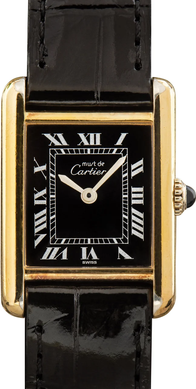 Cartier Must de Tank Black Roman Dial 5057001 21 mm kol saati