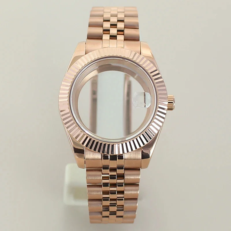 Tandorio Watches Rose Gold Datejust Watch Case Two Tone Rose Gold Case 39mm 36mm Fluted Sapphire Crystal For Seiko NH35 NH36 NH38 NH34 Miyota 8215 Movement 28.5 Dial 1005009102284361-Rose Gold 1-39mm Miyota 8215-CHINA 39 mm kol saati