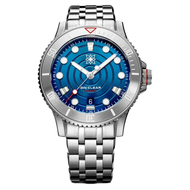 Second Hour Gin Clear Mk2 Ripple Watch with Blue Dial #SEC-HOU-06 kol saati