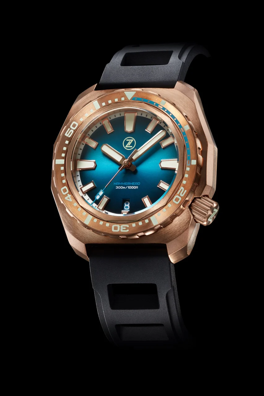 Zelos Hammerhead V3 300m Bronze 'Teal' 22 mm kol saati