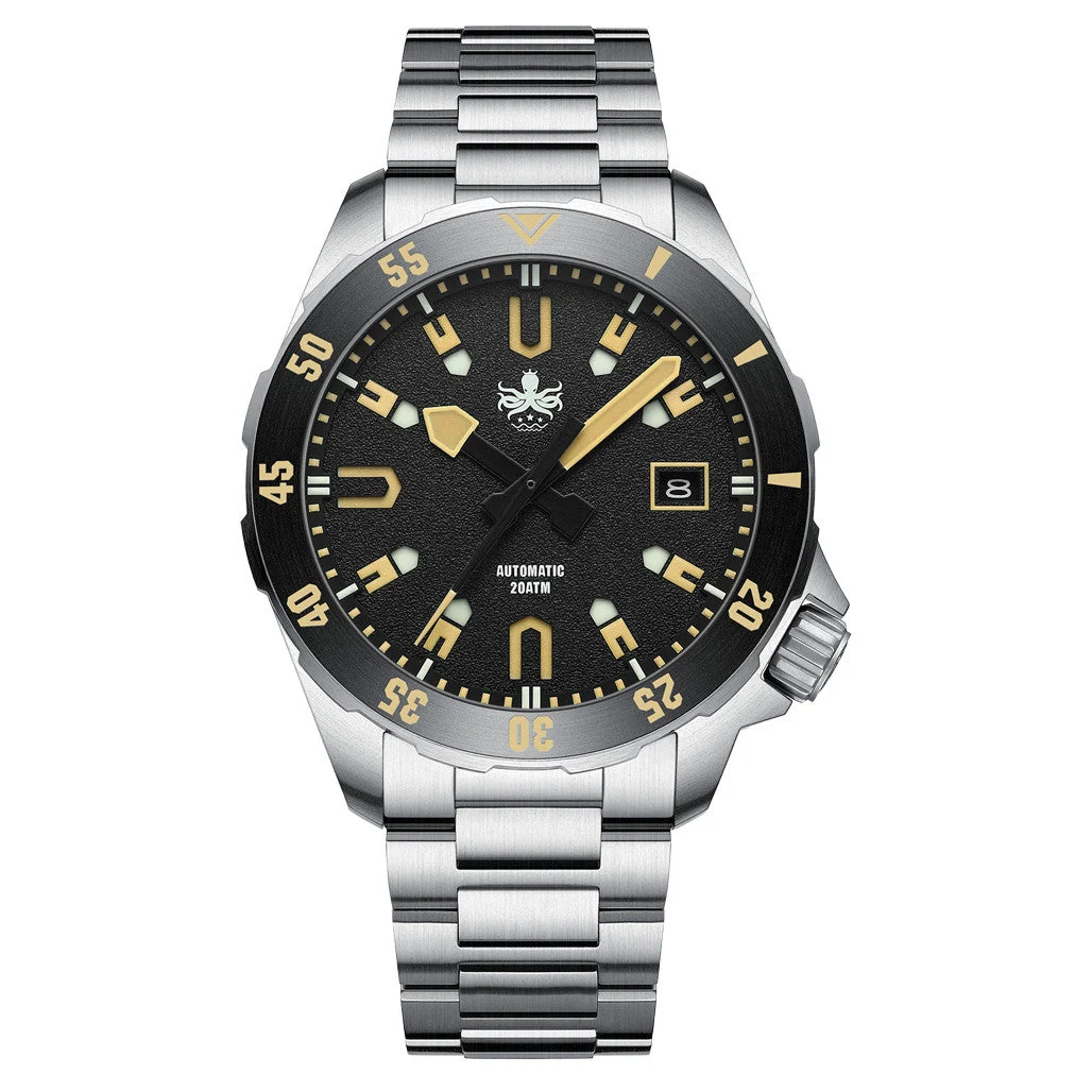 Phoibos APOLLO 200M Automatic Diver With Matte Black Dial #PY056C 46 mm kol saati