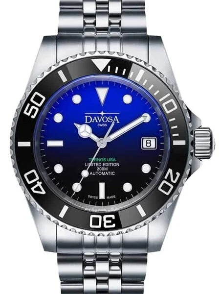 Davosa USA Limited Edition 40mm Ternos Ceramic Automatic Dive Watch with Faded Blue Dial #16155599 40 mm kol saati