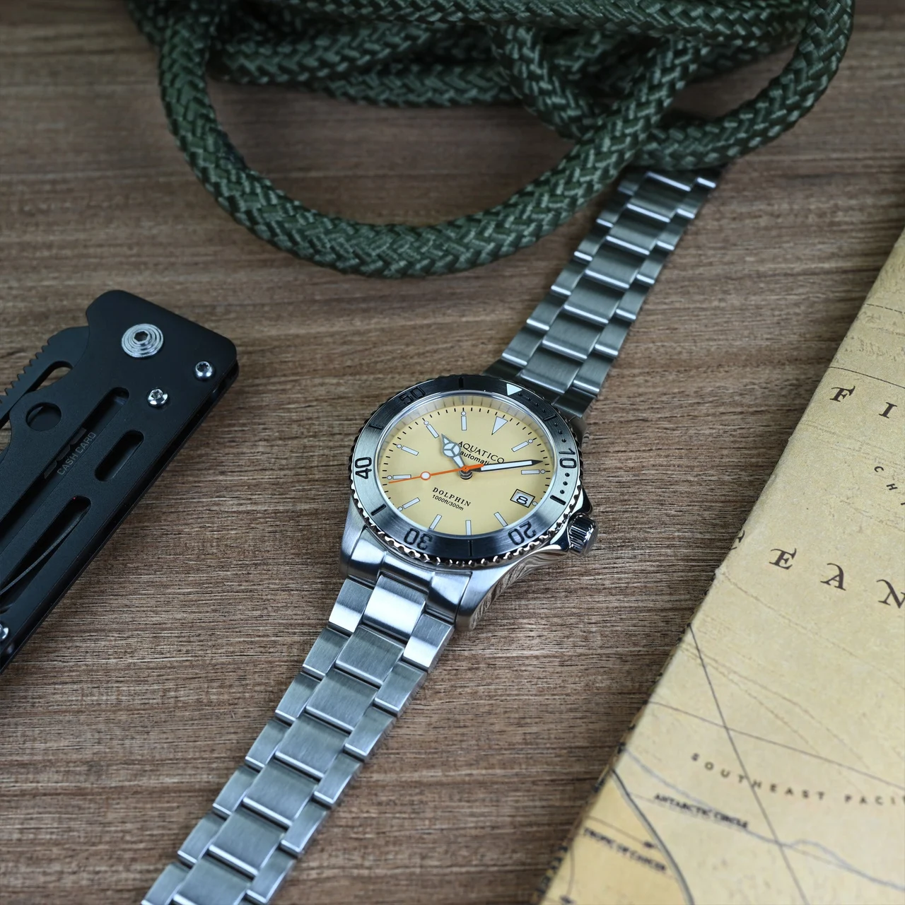 AQUATICO Dolphin 38mm Dive Watch Cream Dial (NH35) 38 mm kol saati