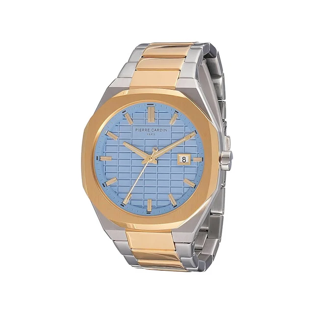 Elysee Maison 8 Checkers Men’s 42mm Two-Tone Gold & Stainless Steel Watch - Clear Sky Chec