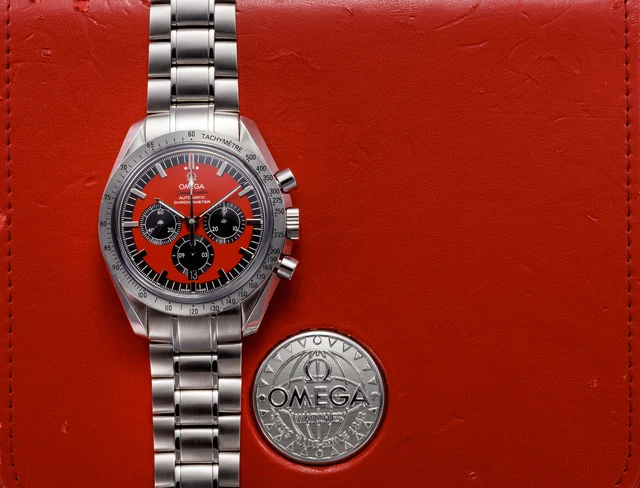 OMEGA OMEGA REF. 3506.61, "SPEEDMASTER", "MICHAEL SCHUMACHER THE LEGEND COLLECTION", STAIN