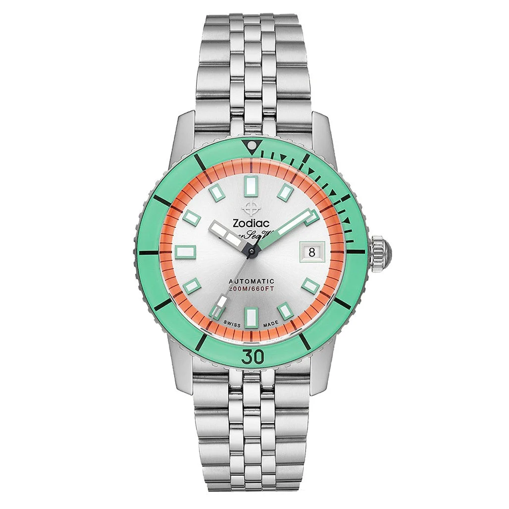 Zodiac Super Sea Wolf Automatic Stainless Steel Watch #ZO9269 kol saati