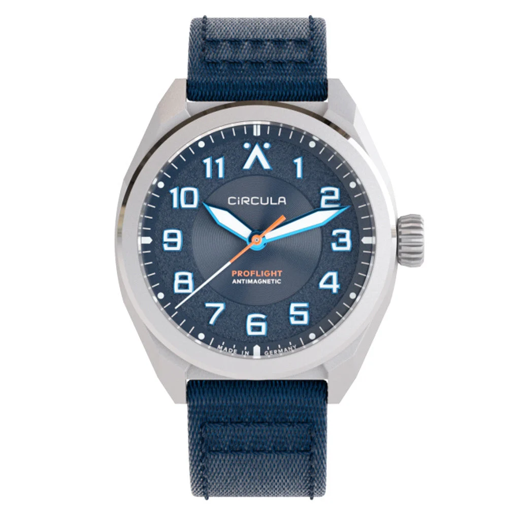 Circula ProFlight Automatic Pilot Watch with Blue Dial #PFE-SS-BB 46 mm kol saati