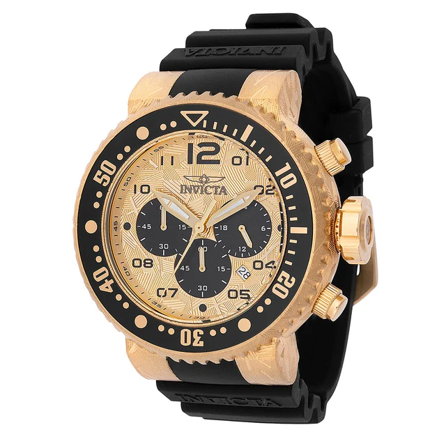 Invicta Pro Diver Quartz Chronograph Gold, Black Dial Watch (ZG-48618) kol saati