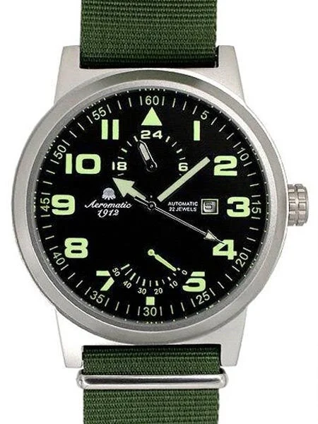 Aeromatic Automatic Watch with 24-hr Sub Dial and Power Reserve #A1351 48 mm kol saati
