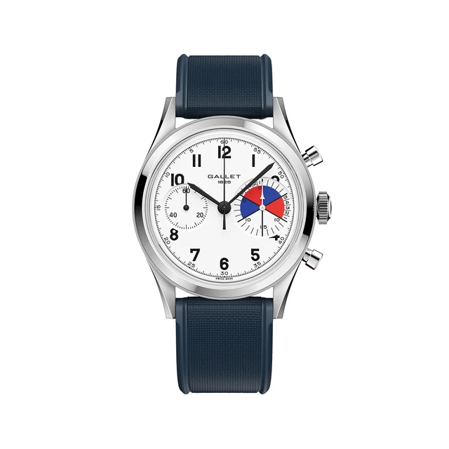 Gallet Classics G09 Tribute to Multichron Yachting 38mm - White on Rubber Strap AG0910121A