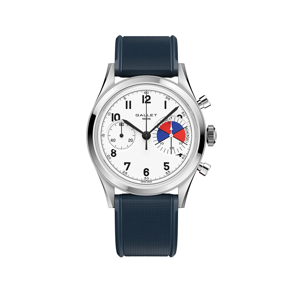 Gallet Classics G09 Tribute to Multichron Yachting 38mm - White on Rubber Strap AG0910121A1S1 38 mm kol saati