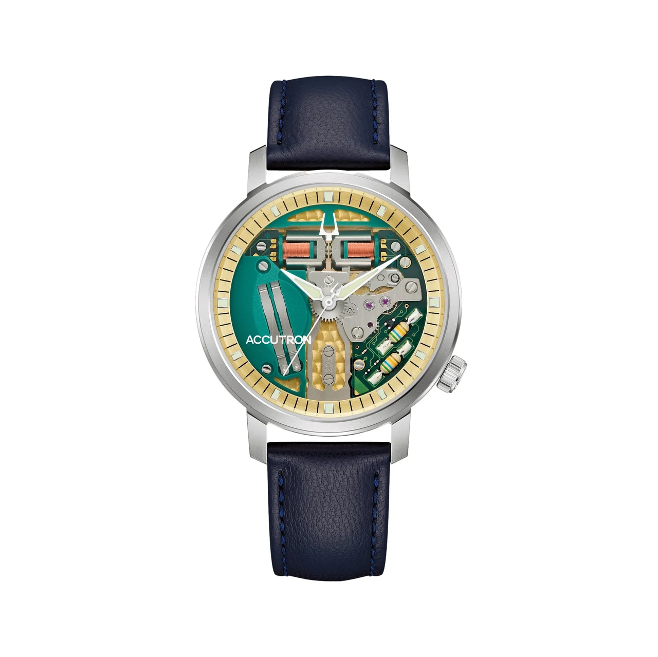 Accutron Tuning Fork Spaceview 314 Titanium 39mm - Green on Leather Strap 26A213 39 mm kol saati