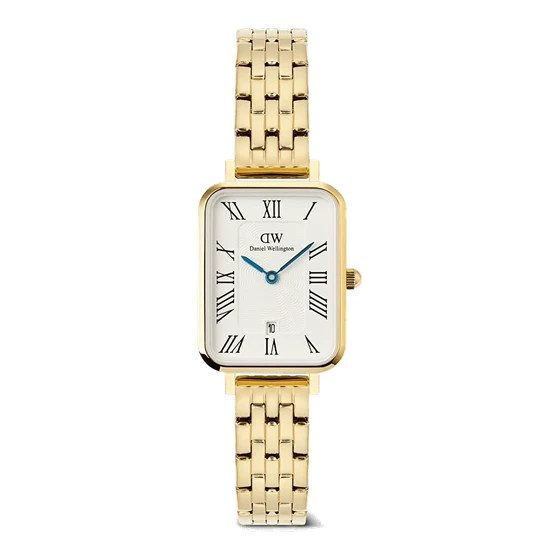DANIEL WELLINGTON Quadro 20x26 Roman Numerals Date 5-link White G DW00600861 kol saati