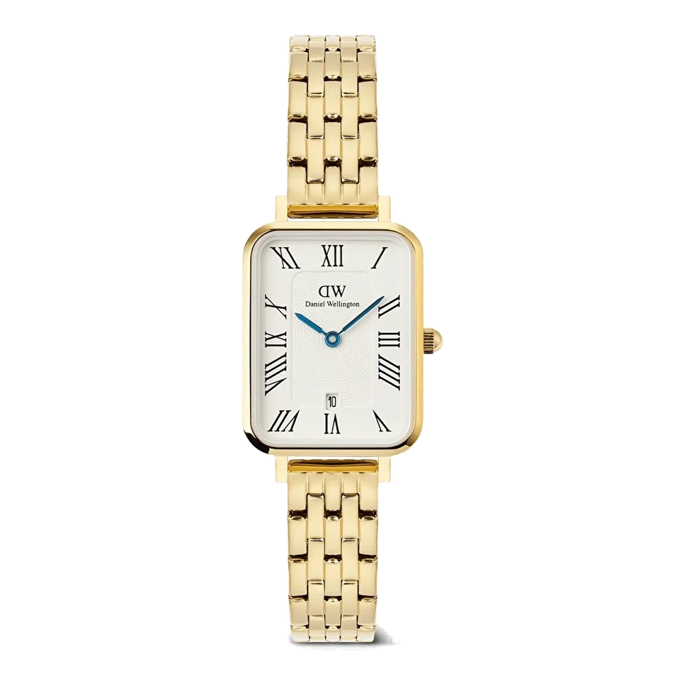 DANIEL WELLINGTON Quadro 20x26 Roman Numerals Date 5-link White G DW00600861 20 mm kol saati